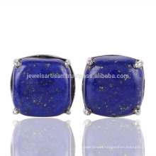 New Arrival Natural Lapis Lazuli Gemstone 925 Sterling Silver Stud Earring Jewelry